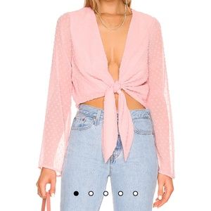 BCBGeneration Front Tie Top in Cherry Blossom BCBGeneration